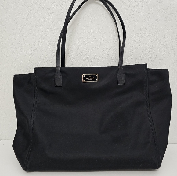 kate spade Handbags - Kate Spade Nylon Tote Bag Iconic Double Handle Top Zipper Black Carryall Purse